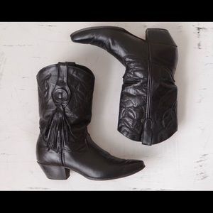 Vintage Black Laredo Western Fringe Boots